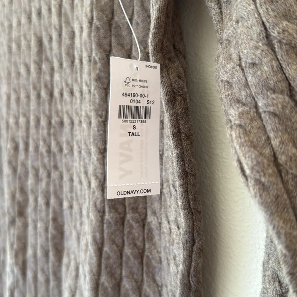 NWT Old Navy kids S TALL Brown Cable Knit preppy Sweater
